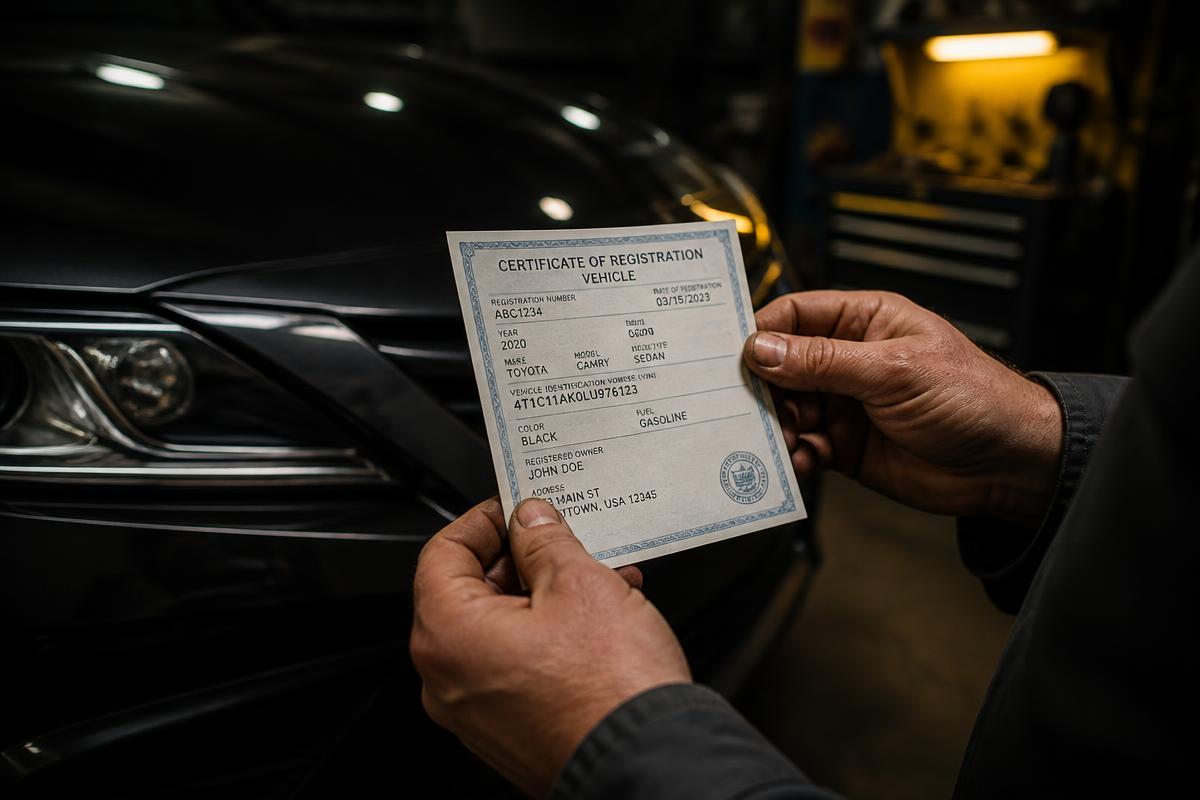 Seria de șasiu VIN pe certificatul de înmatriculare